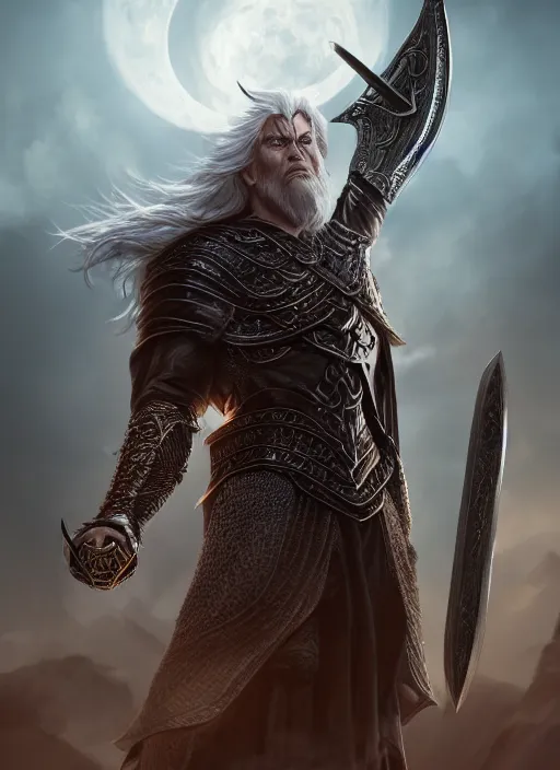 Image similar to odin ultra detailed fantasy, elden ring, realistic, dnd character portrait, full body, dnd, rpg, lotr game design fanart by concept art, behance hd, artstation, deviantart, global illumination radiating a glowing aura global illumination ray tracing hdr render in unreal engine 5