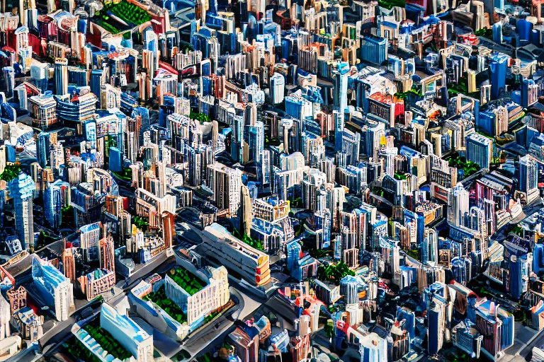 Image similar to Aerial view of a LEGO city, tilt-shift photography