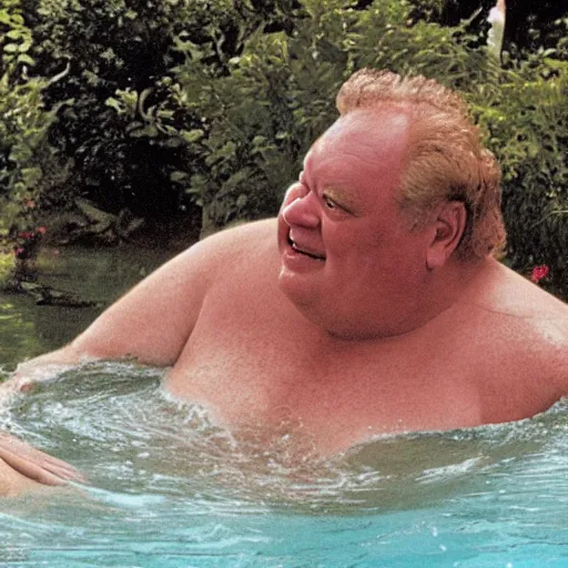 Image similar to photo of baron harkonnen swimming in a pool with the bene gesserit