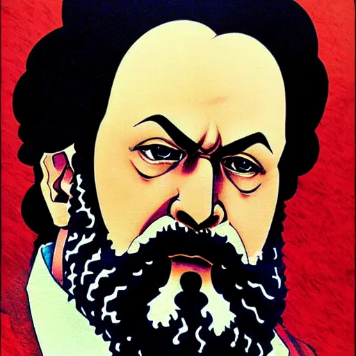 Image similar to beautiful amazing anime portrait painting of karl marx. by koyoharu gotouge, kohei horikoshi, tatsuya endo, satoshi kon