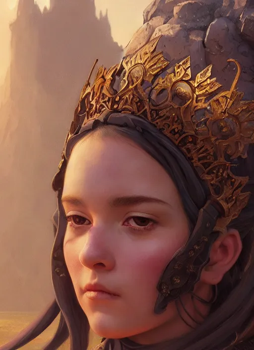 Image similar to highly detailed closeup portrait of a medieval princess, unreal engine, greg rutkowski, ilya kuvshinov, ross draws, hyung tae and frank frazetta, tom bagshaw, tom whalen, nicoletta ceccoli, mark ryden, lostfish, earl norem, global illumination, god rays, detailed and intricate environment