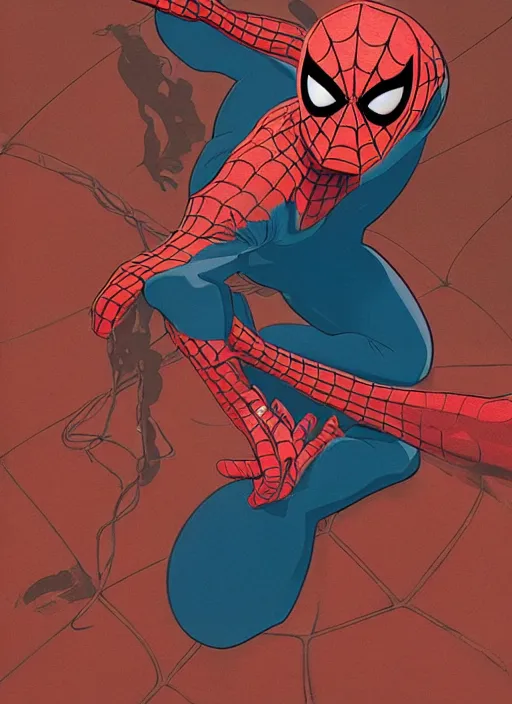 Prompt: poster artwork by Michael Whelan and Tomer Hanuka, John Romita Jr of Spiderman, from scene from Twin Peaks, clean, simple illustration, nostalgic, domestic, full of details