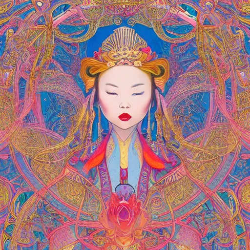 Image similar to juggle Gilded lotus princess oriental, james jean