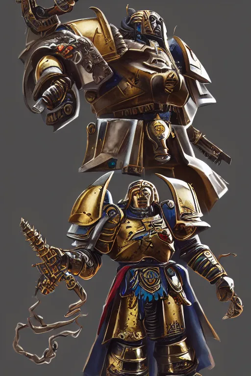 Image similar to armor portrait heros warhammer 4 0 k horus heresy fanart - the primarchs emperor by johannes helgeson animated with vfx concept artist & illustrator global illumination ray tracing hdr fanart arstation zbrush central hardmesh 8 k octane renderer comics stylized