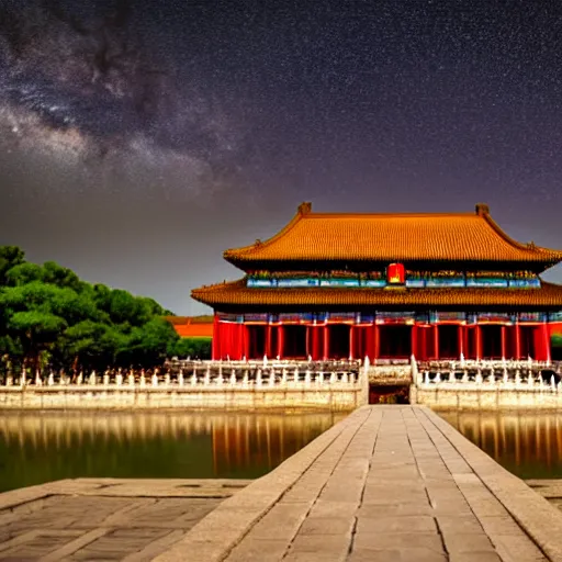 Image similar to Beijing Forbidden City under the Milky Way.