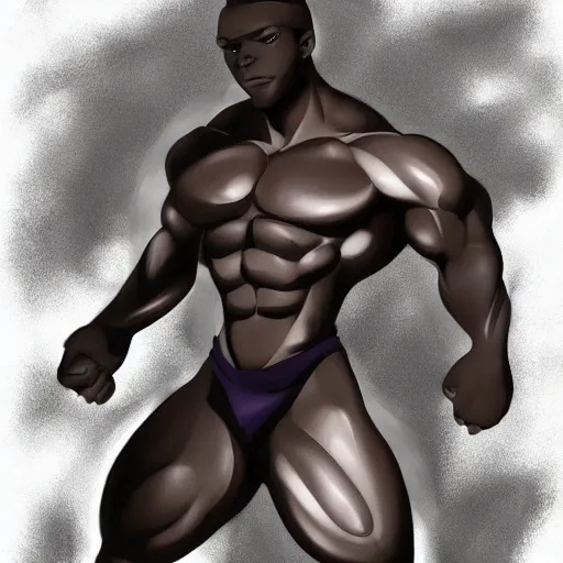 Image similar to muscular black pokemon, digital painting, aesthetic, minimalistic design, artstation