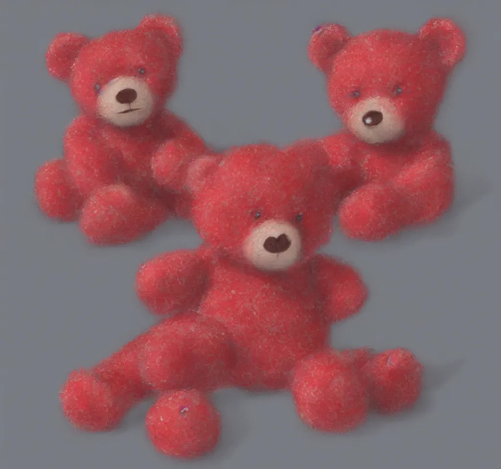 Image similar to digital art hyper realism studio lighting strawberry teddy bear