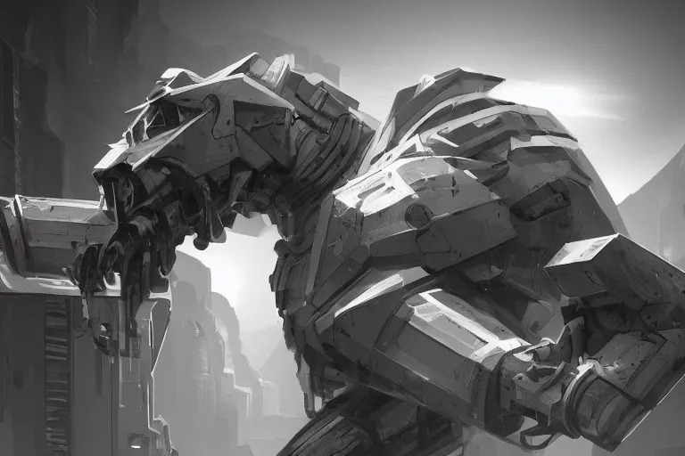 Image similar to parallax datacenter server room single mono colossus white rusty android robosaurus in artstation cinematic detailed concept art volumetric light sharp coherent cgsociety symmetric perfect artillery