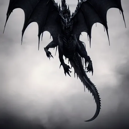 Image similar to a highly detailed horrific shot of a ghostly western dragon that's fading into black fog and deep dark obscure shadow, wings are clouds of darkness, creating an ominous presence, artstation, deviantart, dark lighting, unreal engine 5 render