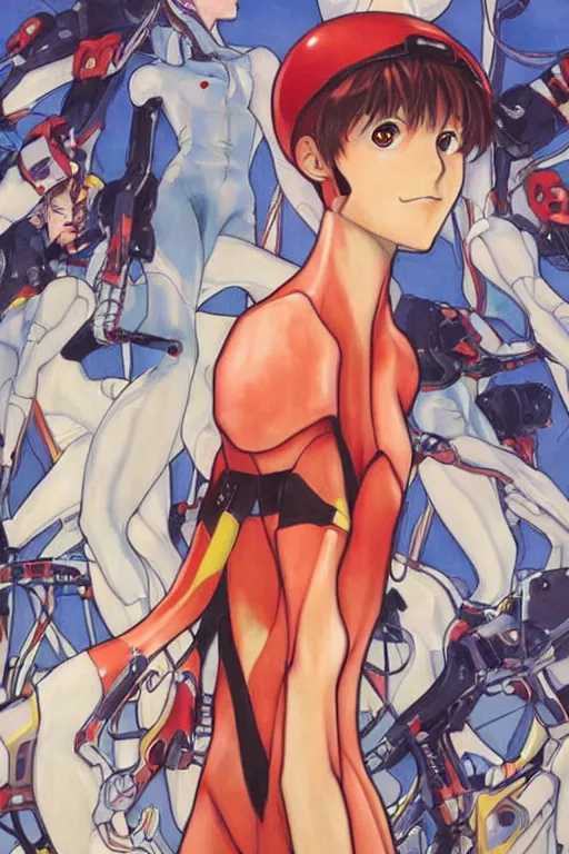 Prompt: Neon Genesis Evangelion by range murata and mucha