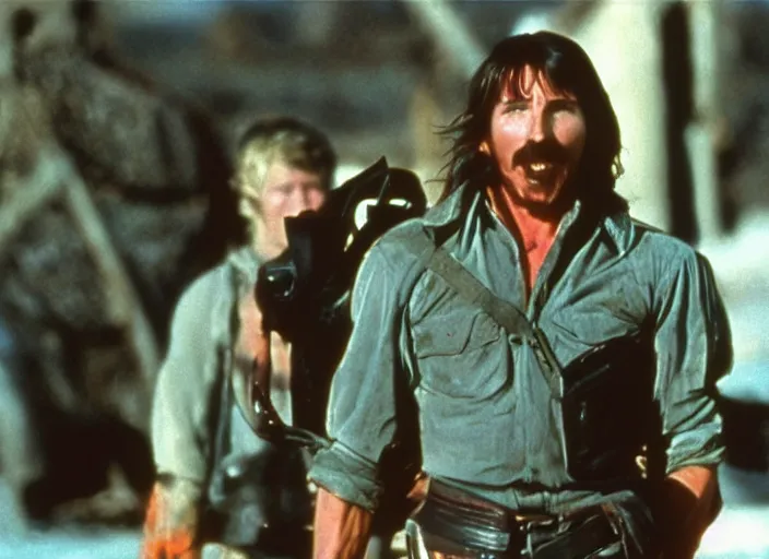 Image similar to film still of Christian Bale as Max in Mad Max 1979