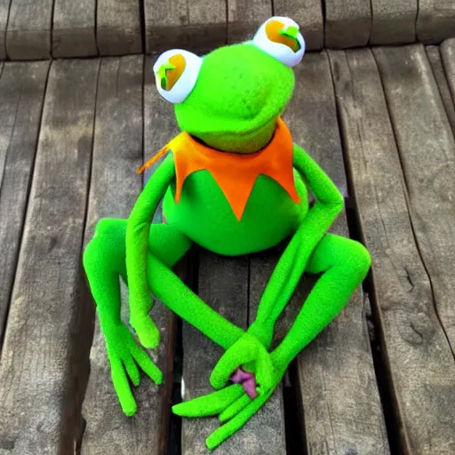 Image similar to Kermit the Frog as the devil