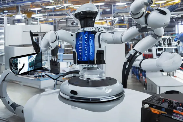 Prompt: a high detailed picture of a driving mobile industrial robot, photo realistic, 8k, published in a scientific journal