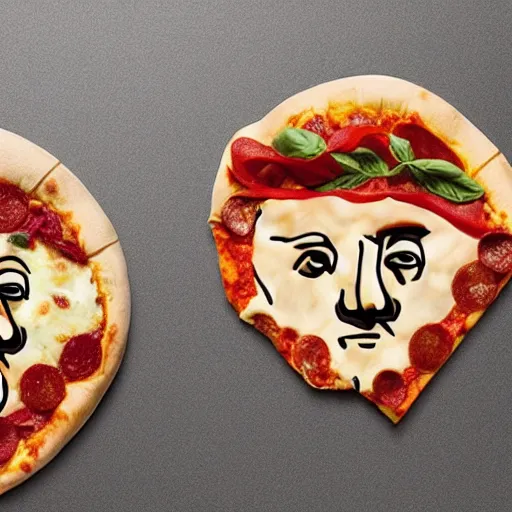 Prompt: a pizza with the face of John Cleese as toppings