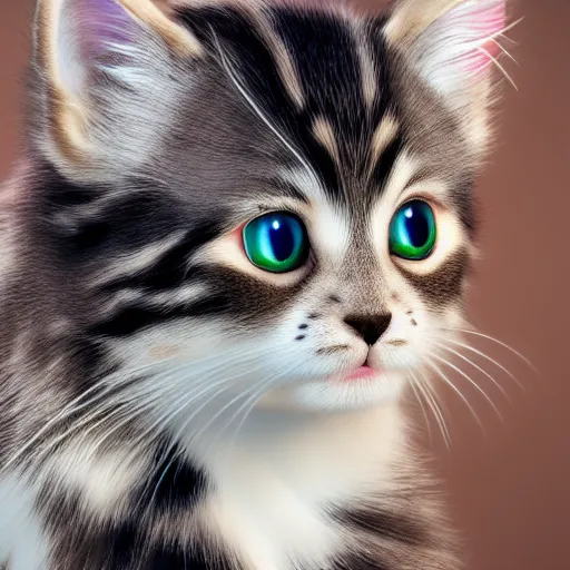 Prompt: photorealistic kitten. hyperdetailed photorealism, 1 0 8 megapixels, amazing depth, high resolution, 3 d shading, 3 d finalrender, 3 d cinematic lighting