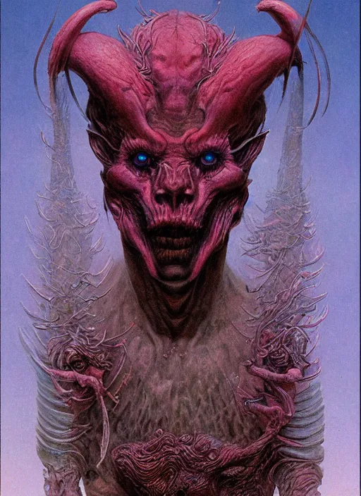 Prompt: a portrait of a demon by wayne barlowe