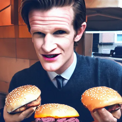 Image similar to matt smith as a burger man