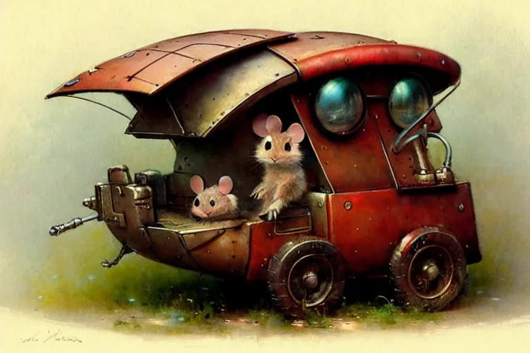 Prompt: adventurer ( ( ( ( ( 1 9 5 0 s retro future robot mouse wagon home. muted colors. ) ) ) ) ) by jean baptiste monge!!!!!!!!!!!!!!!!!!!!!!!!! chrome red