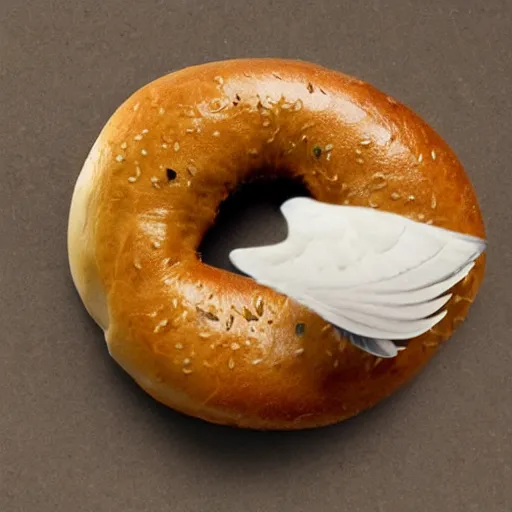 Image similar to A bagel with seagull wings