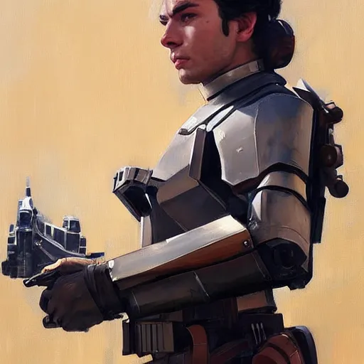 Image similar to greg manchess portrait painting of armored han solo as overwatch character, medium shot, asymmetrical, profile picture, organic painting, sunny day, matte painting, bold shapes, hard edges, street art, trending on artstation, by huang guangjian and gil elvgren and sachin teng