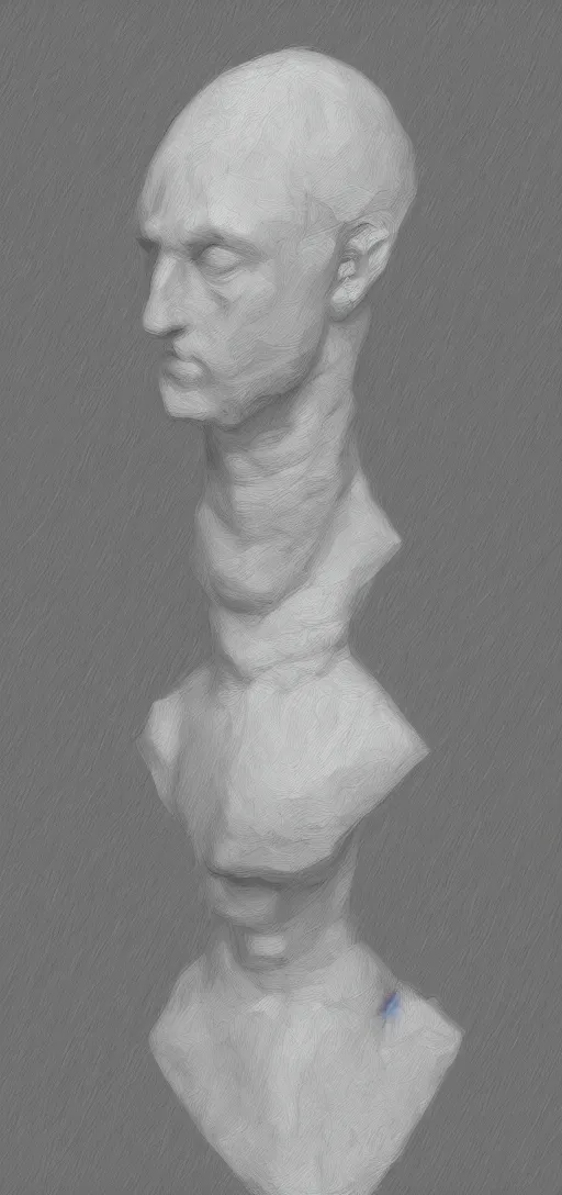 Image similar to a digital artwork of a human bust with their head being an impossible geometry, 4K, impressionist painting,