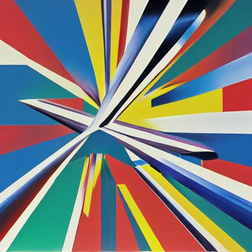 Prompt: an airbrush painting by James Rosenquist behance geometric abstract art vorticism 4k detail futurism