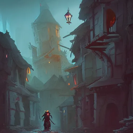 Image similar to lone zombie exploring medieval town streets, inspired by Marc Simonetti and Anton Fadeev