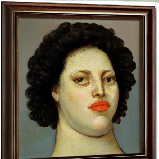 Image similar to head and shoulders portrait of marge simpson by gustave courbet