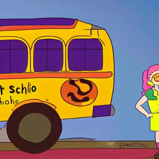 Prompt: title card for a new magic school bus episode