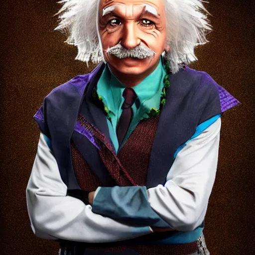 Prompt: cosplay einstein portrait