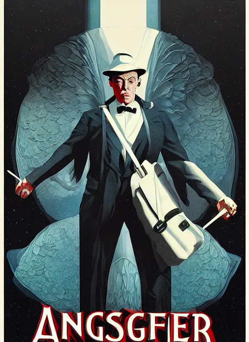 Image similar to poster artwork by Michael Whelan and Tomer Hanuka, Karol Bak Major Buster Keaton, angels, clean