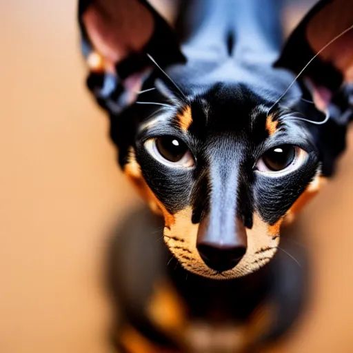Image similar to a feline dachshund - cat - hybrid, animal photography
