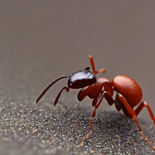 Image similar to A close-up shot of an ant trying to move a pebble uphill