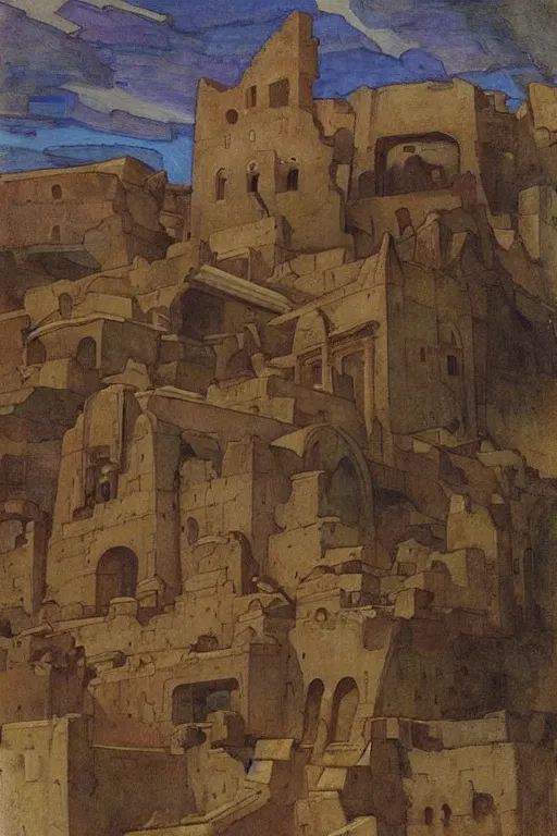 Image similar to ancient city by the sea by Annie Swynnerton and Nicholas Roerich, strong dramatic cinematic lighting , ornate architecture, lost civilizations, smooth, sharp focus, extremely detailed