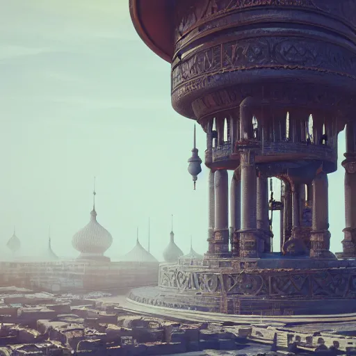 Prompt: Cinematic shot, Steampunk Samarkand, high-details, realistic, octane render, epic