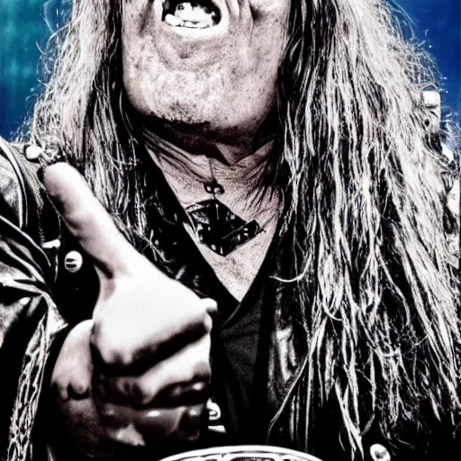 Prompt: Skid Row Sebastian Bach starring in Alfred Hitchcock new movie Rockers in the haunted mansion Movie poster