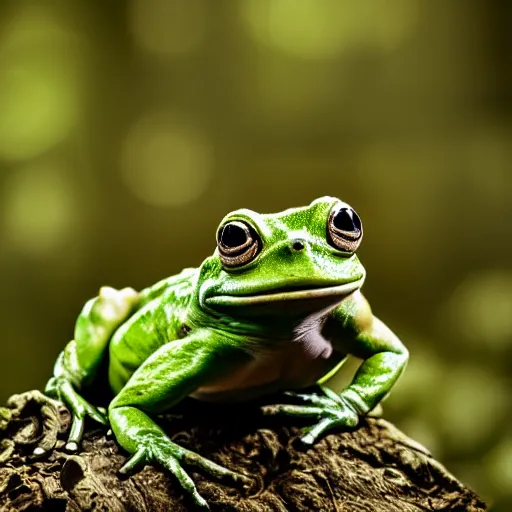 soulful long shot of a cute baby frog astronaut, by, Stable Diffusion