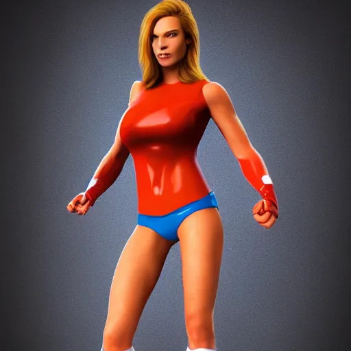 Image similar to female superhero with sausage fingers digital art realistic raytracing light rays