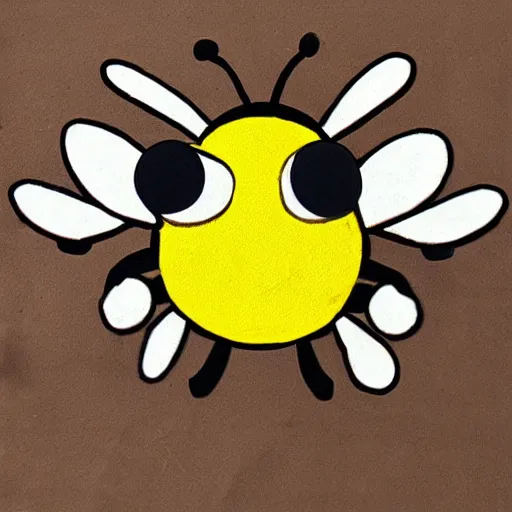 Image similar to bee, big head, googly eyes