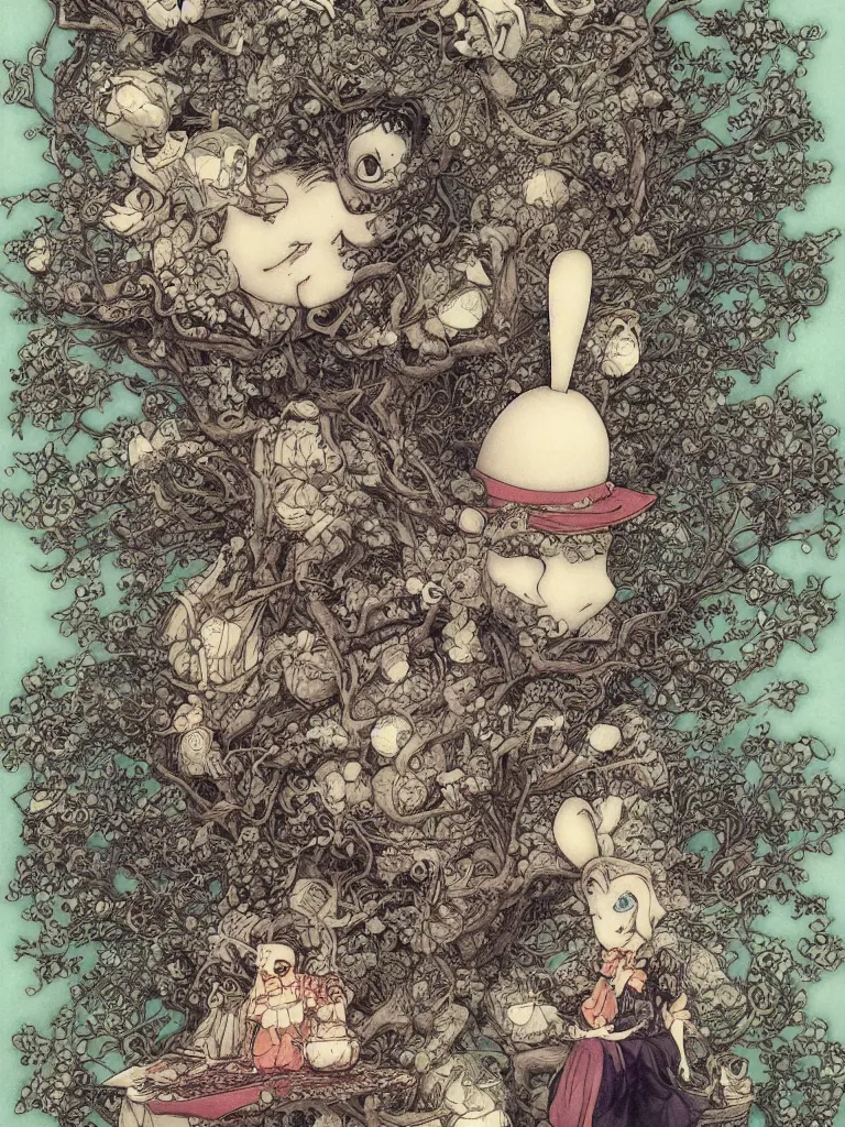 Image similar to [ alice in wonderland ] headshot in isekai style by takato yamamoto and gediminas pranckevicius