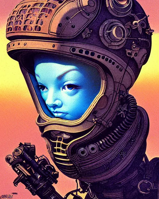 Prompt: cherub overwatch, mask, balaclava, character portrait, portrait, close up, concept art, intricate details, highly detailed, vintage sci - fi poster, retro future, vintage sci - fi art, in the style of chris foss, rodger dean, moebius, michael whelan, and gustave dore