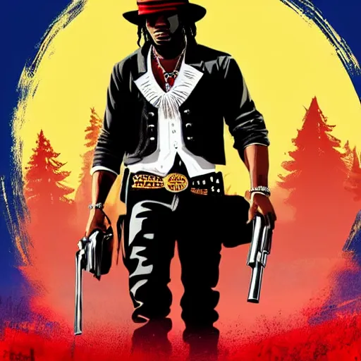 Image similar to Rapper Chief Keef In red dead redemption 2 digital art 4K quality super realistic