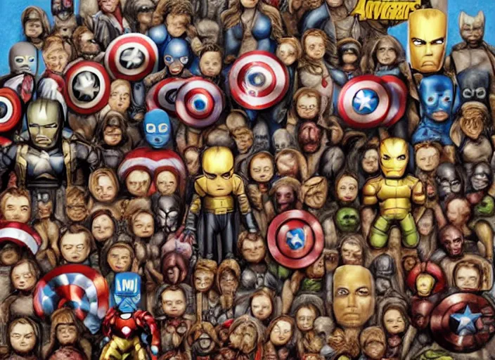 Prompt: the avengers made of donuts, lowbrow, matte painting, 3 - d highly detailed, in the style of mark ryden,