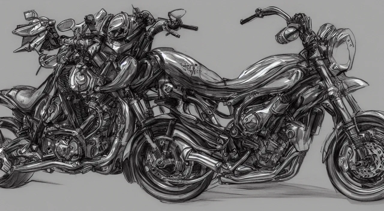 Prompt: motorcycle sketch concept art, high detail, high definition, 8k,