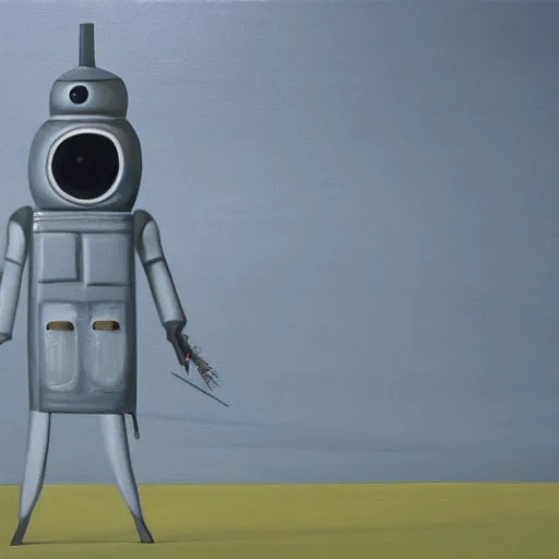 Image similar to painting of robby the robot, gertrude abercrombie