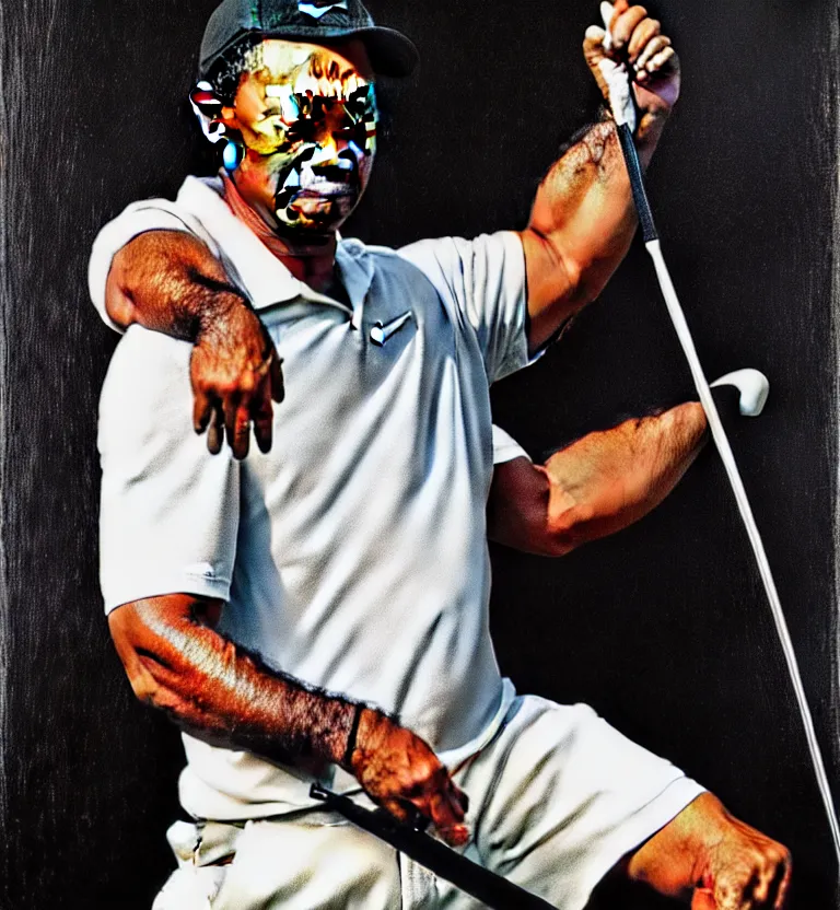 Image similar to tiger woods portrait by caravaggio.