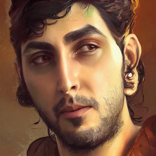 Image similar to portrait of kurdish singer ahmet kaya, highly detailed, digital painting, artstation, concept art, sharp focus, illustration, art by art germ and greg rutkowski and alphonse mucha