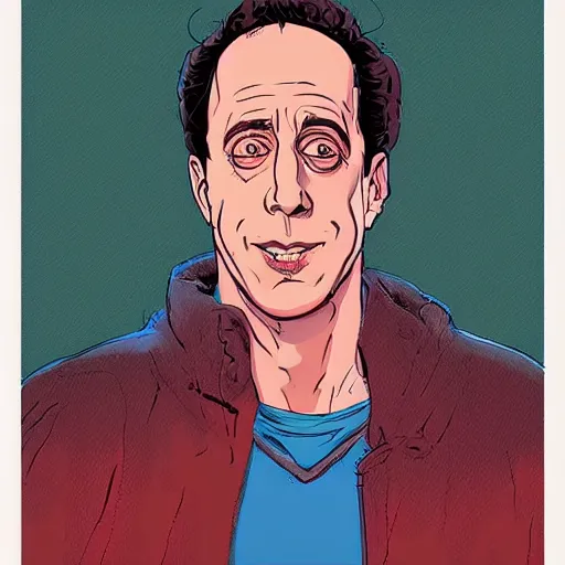Prompt: a study of cell shaded portrait of jerry seinfeld 14 concept art, llustration, post grunge, concept art by josan gonzales and wlop, by james jean, Victo ngai, David Rubín, Mike Mignola, Laurie Greasley, highly detailed, sharp focus, alien, Trending on Artstation, HQ, deviantart, art by artgem