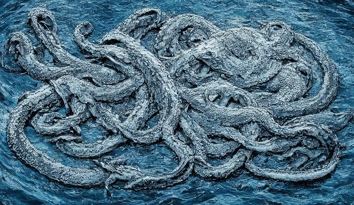 Image similar to kraken in the middle of the sea, hd, hdr, 8 k