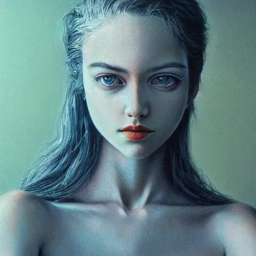 Prompt: random beautiful girl, symmetry, anotomy true, realistic, wide focus, 8k ultra, soft light, RTX on, VFX, octane render, pixiv, pinterest, colorful, more reflection, insanely detailed, art by famous artist, art by Laurie Lipton